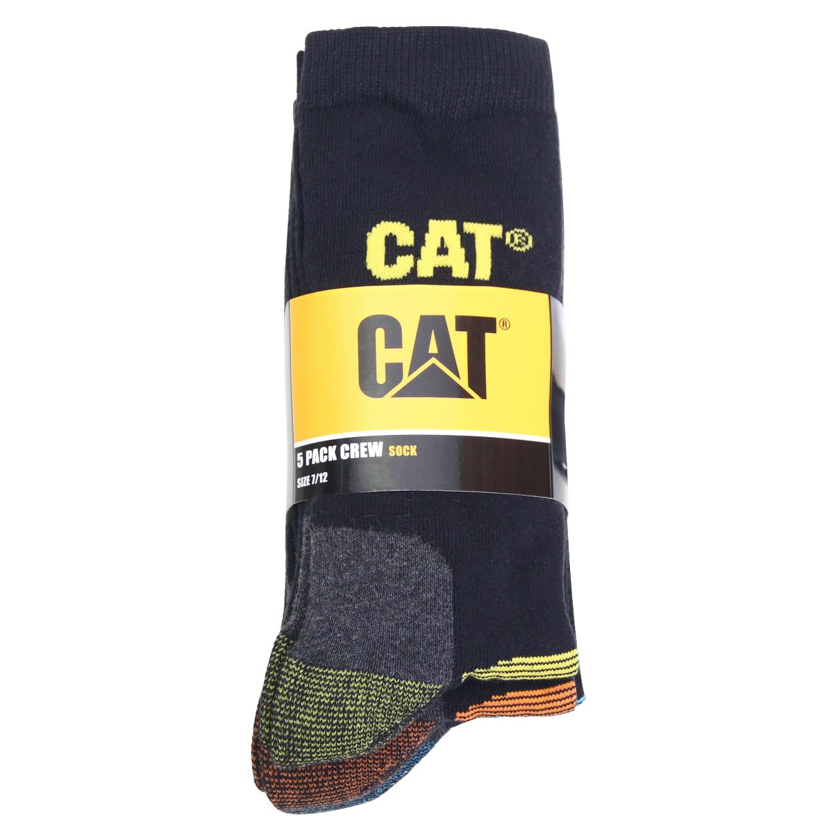 Caterpillar 5 Pack Crew - Mens Socks - Black - NZ (578BQIECP)